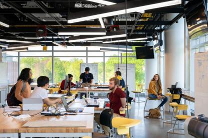 Students studying in Iribe