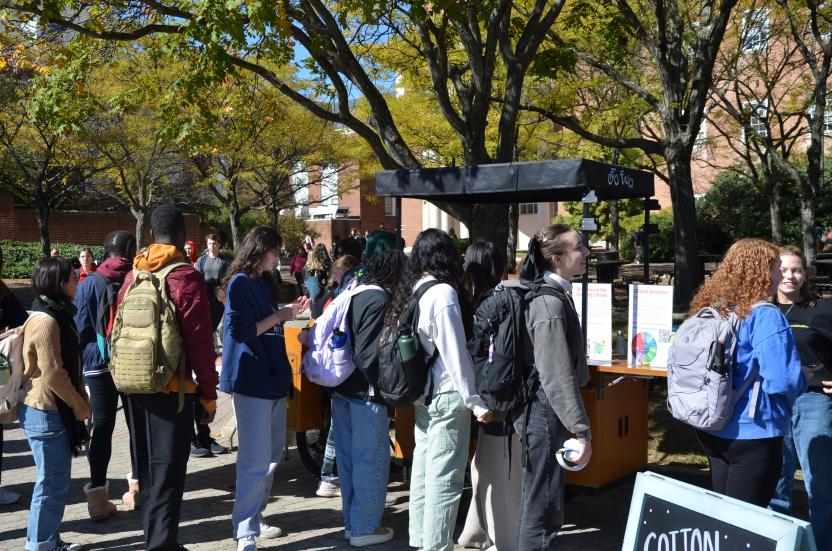 Image of students waiting in line to get cotton candy