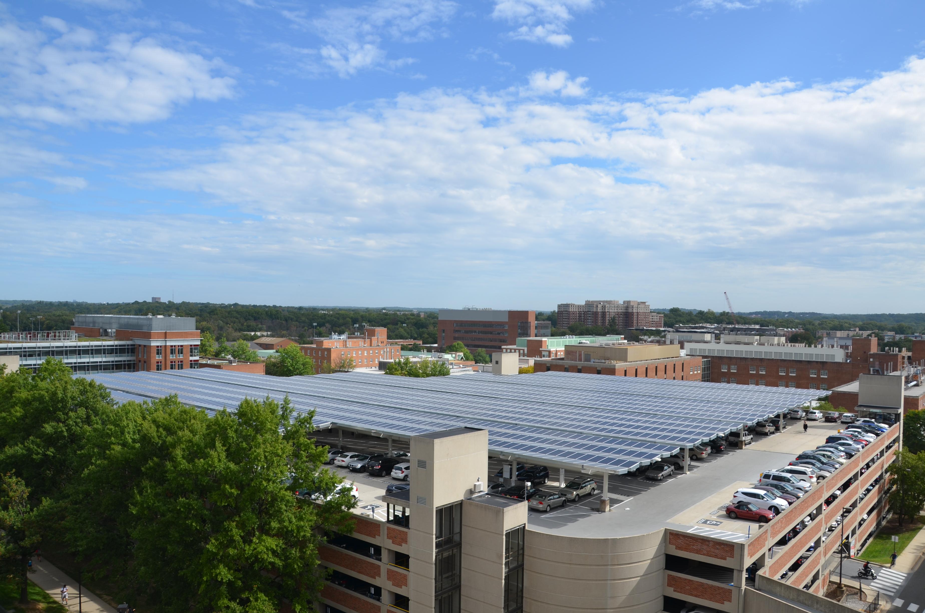 Solar array on campus rooftop