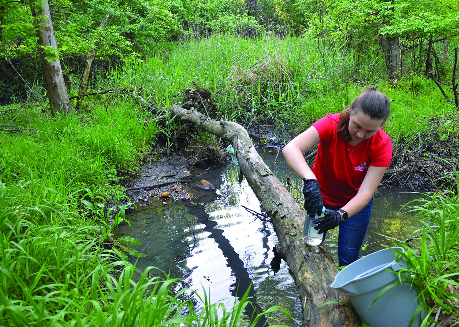 OEA Staff collecting water sample