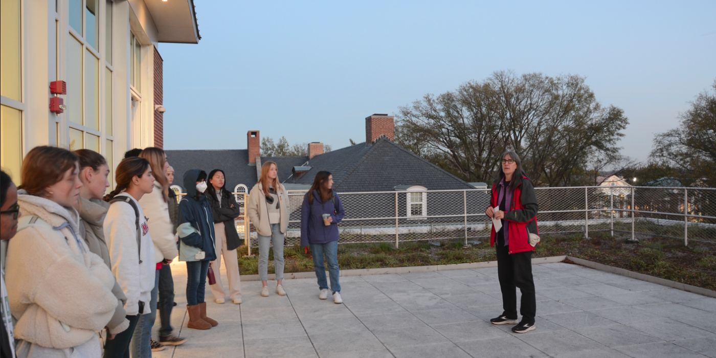 Students and tour guide (Martha Schrader) on ESJ Green Roof
