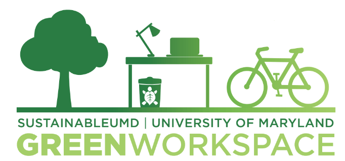 Green Workspace Logo with tree, desk, and bike