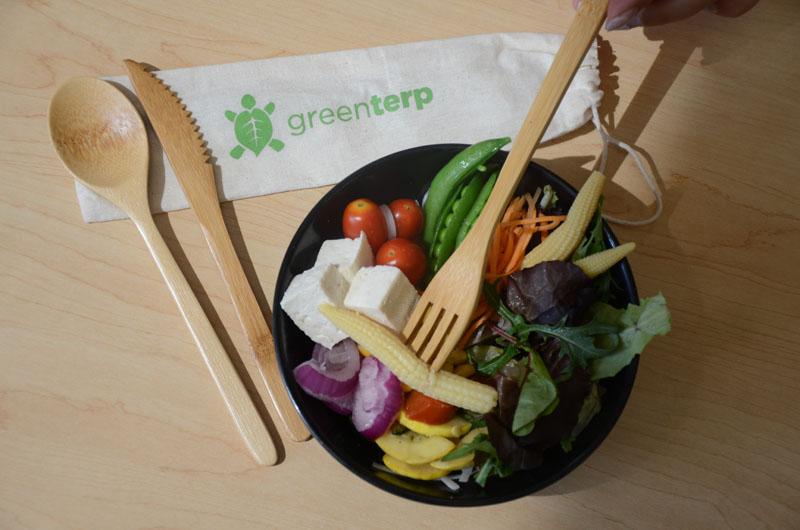Salad with Green Terp reusable cutlery