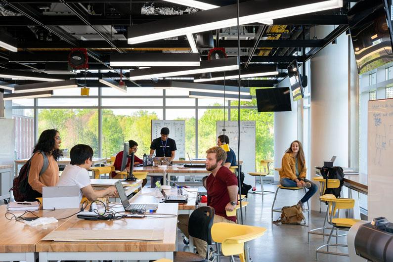 Students studying in Iribe