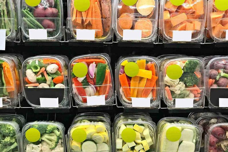 Prepackaged foods at grocery store
