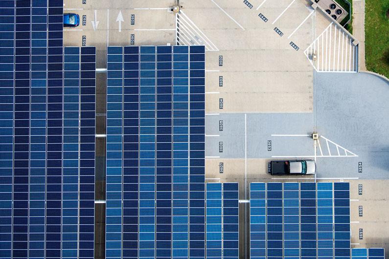 Solar panels on garage roof
