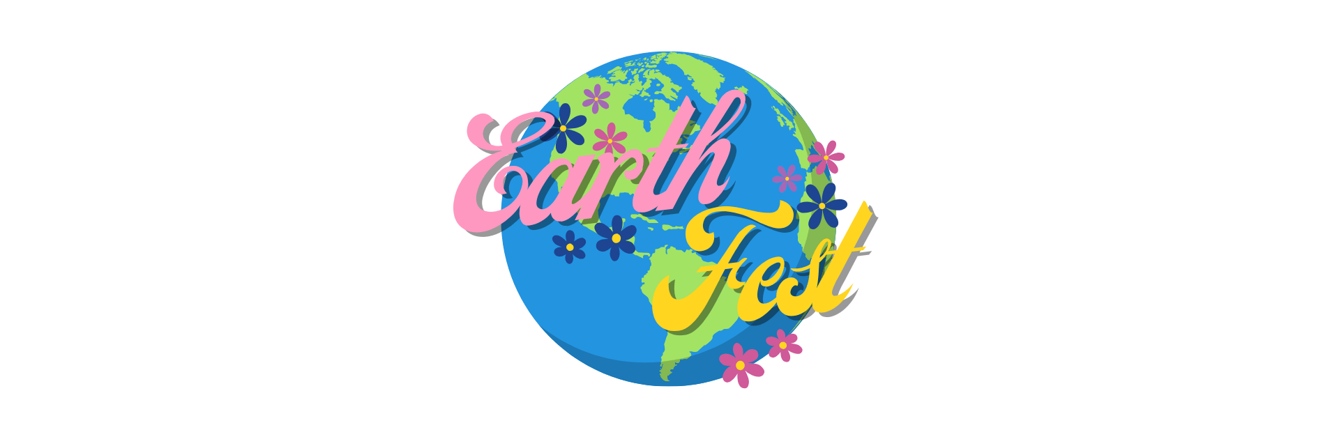 Logo for EarthFest featuring the earth with decorative flowers 